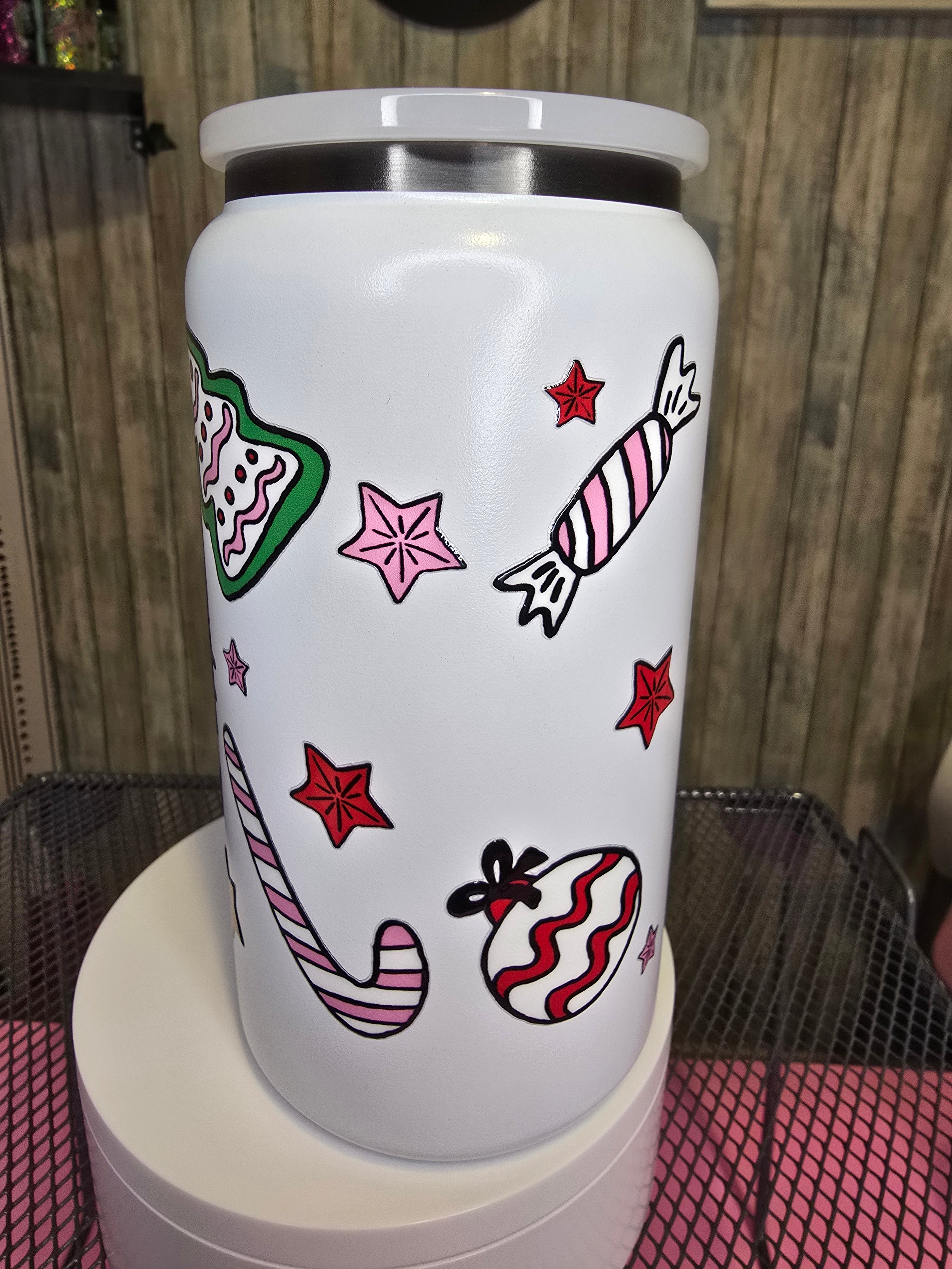White kitty stainless steel cup