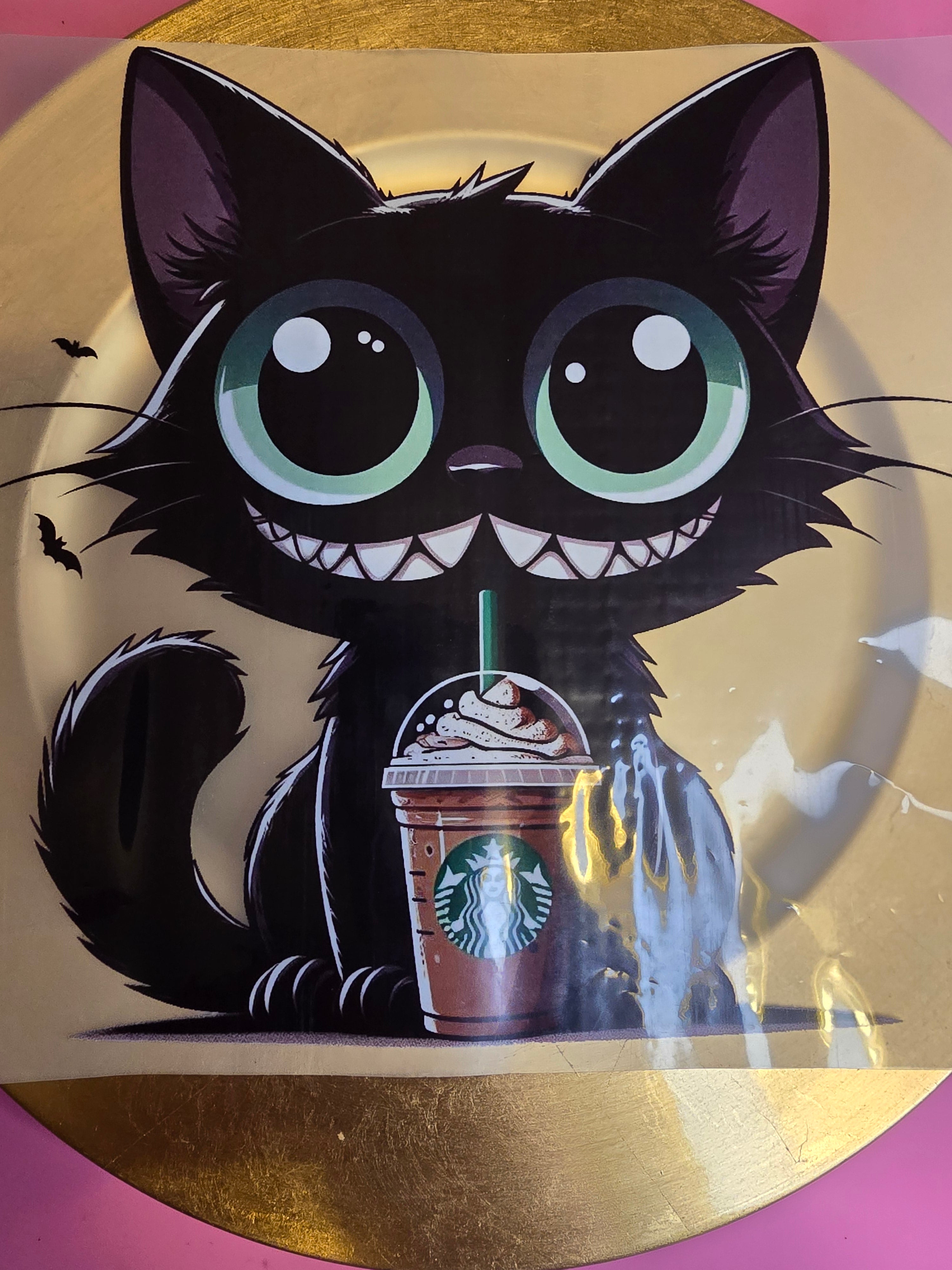 Black cat and coffee