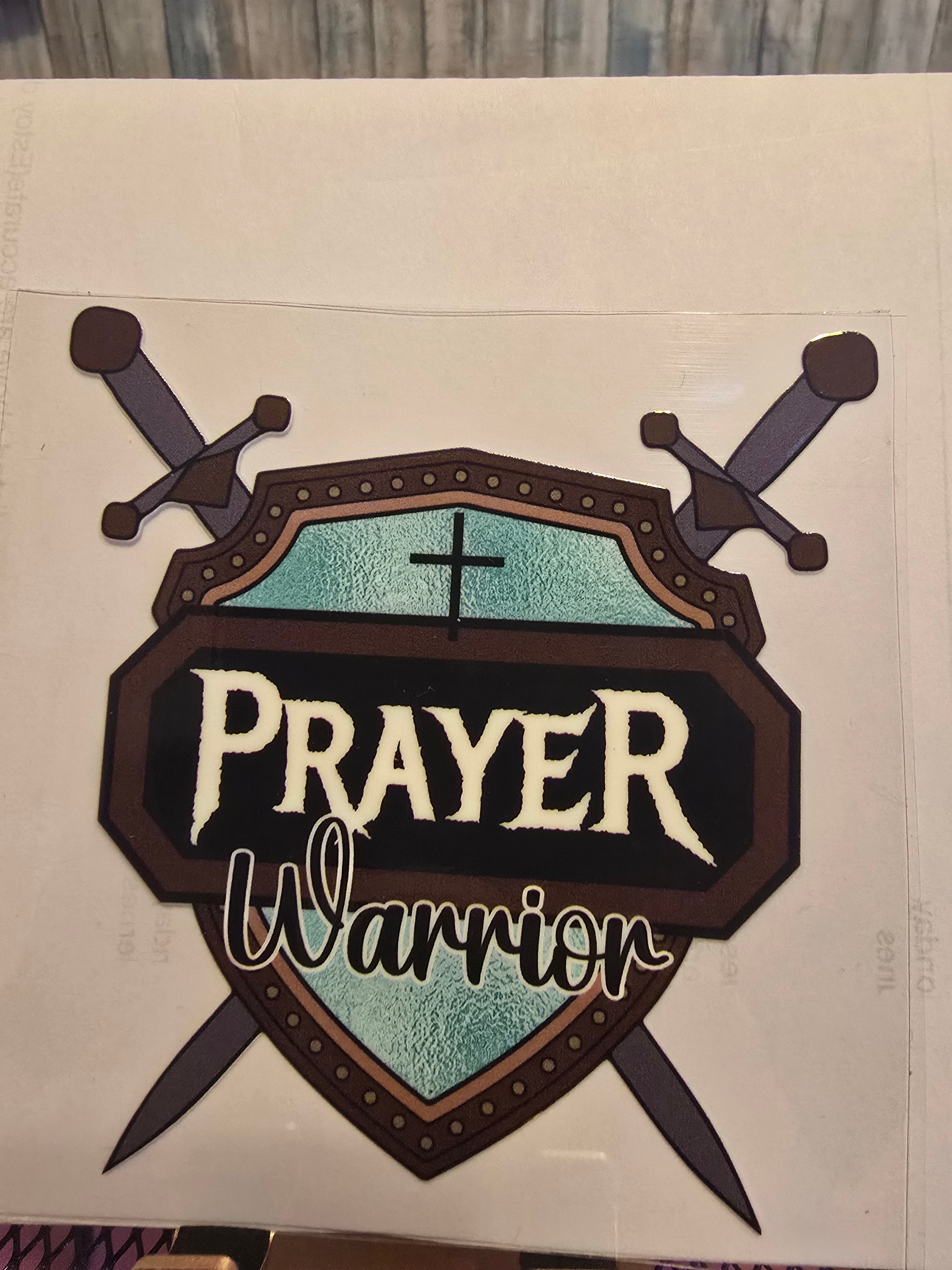 Teal Prayer Warrior UVDTF decal