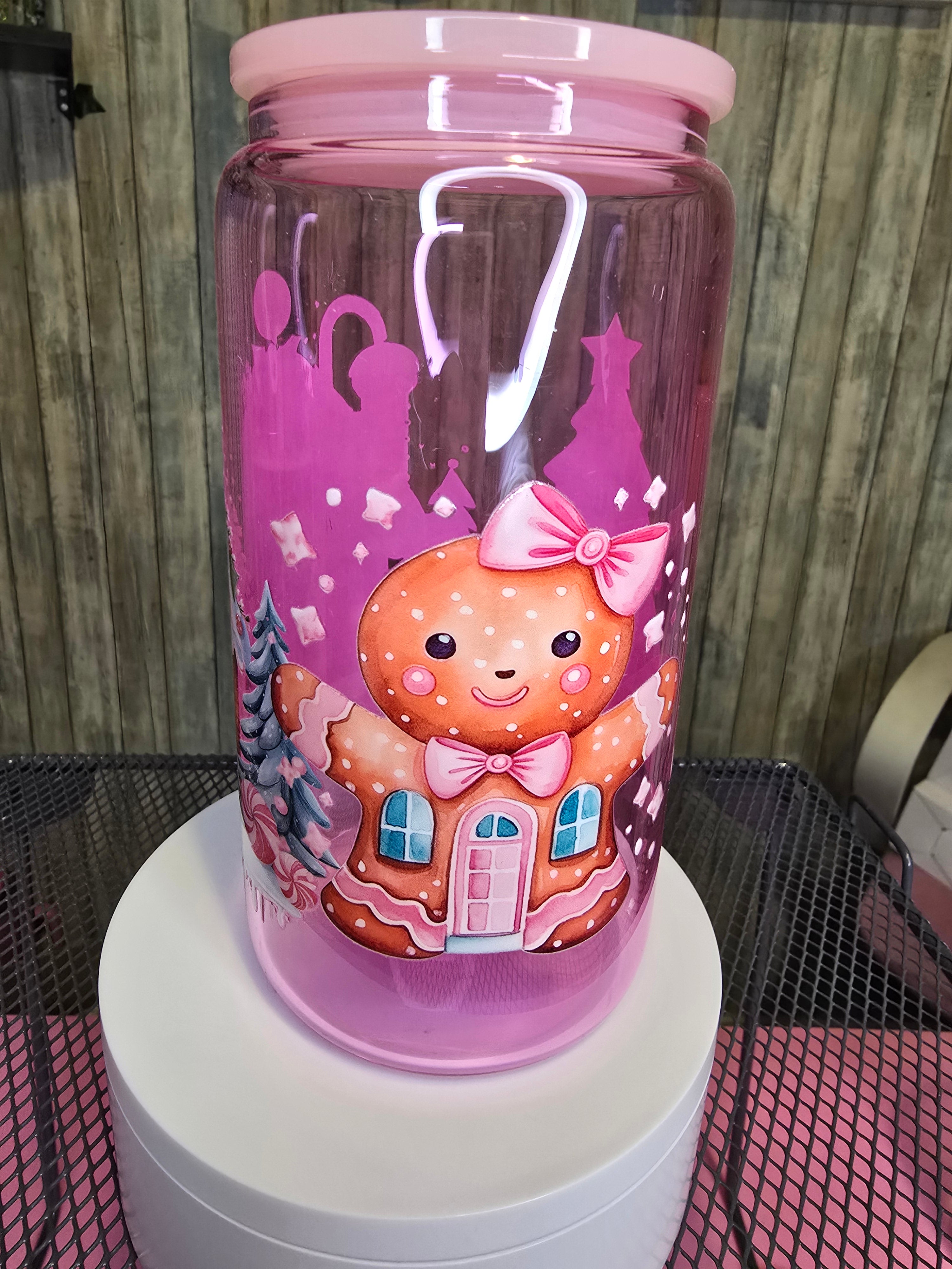 Glass pink libby cup