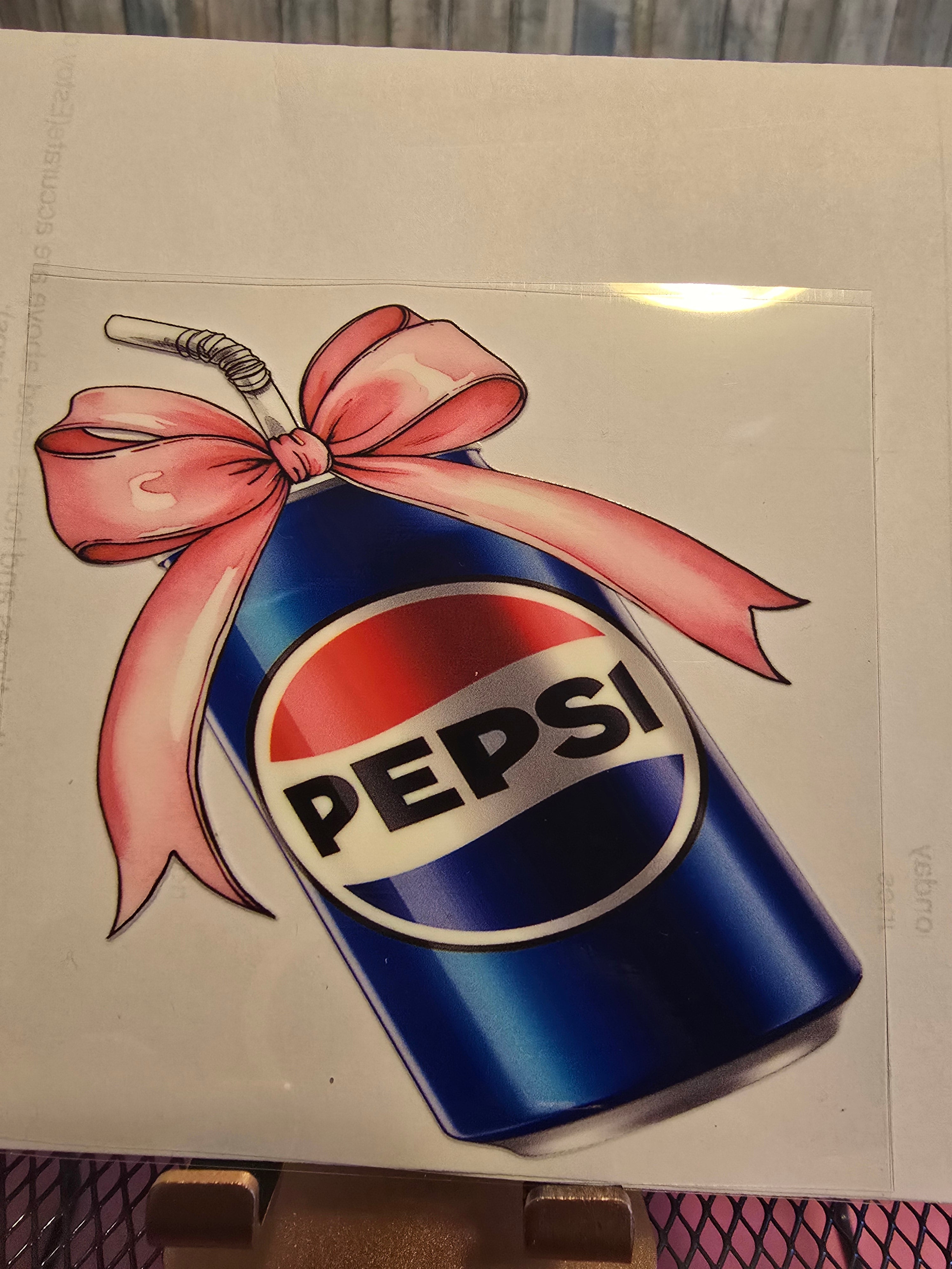 Pink bow and soda UVDTF decal