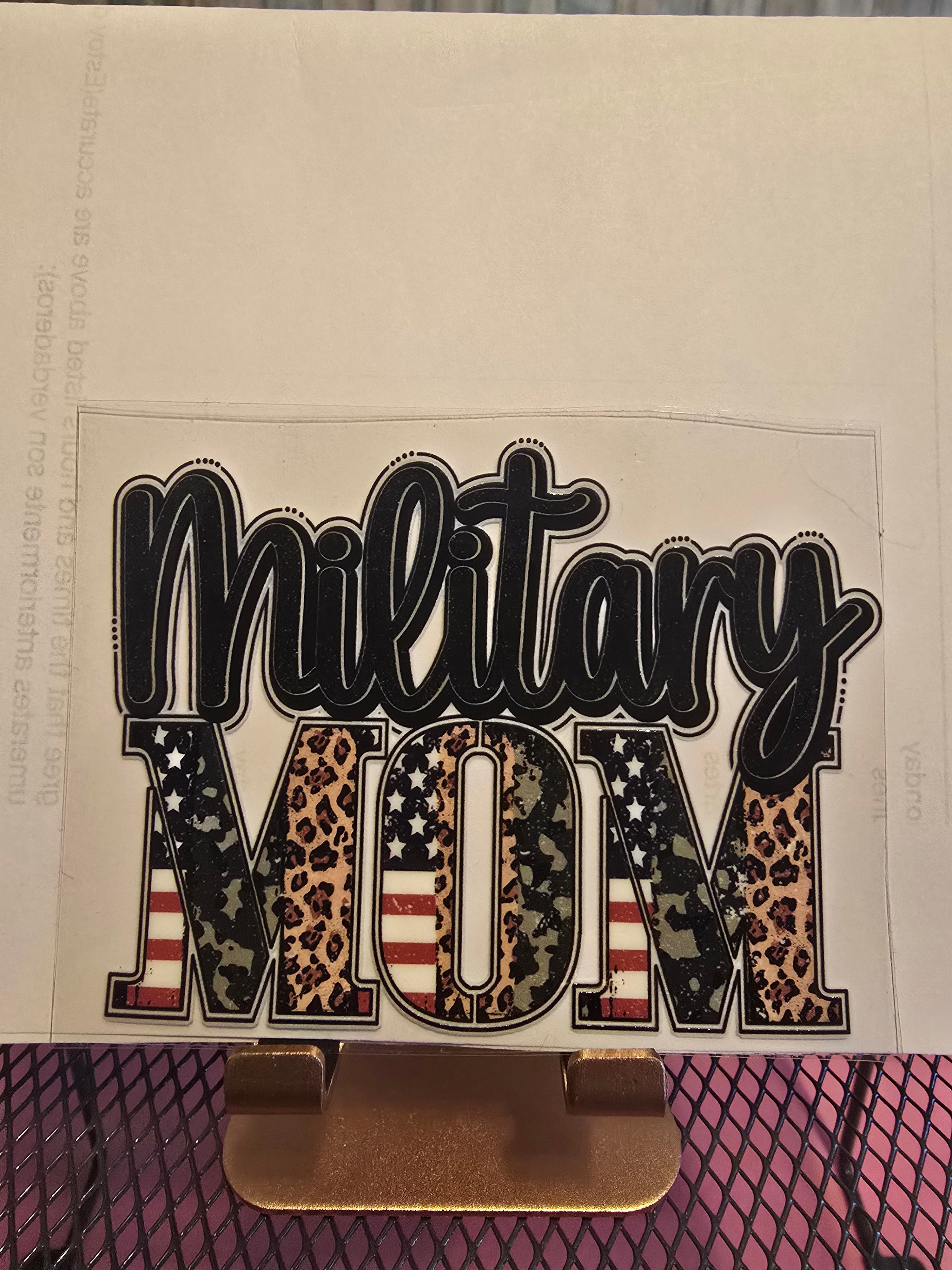 Military mom UVDTF decal