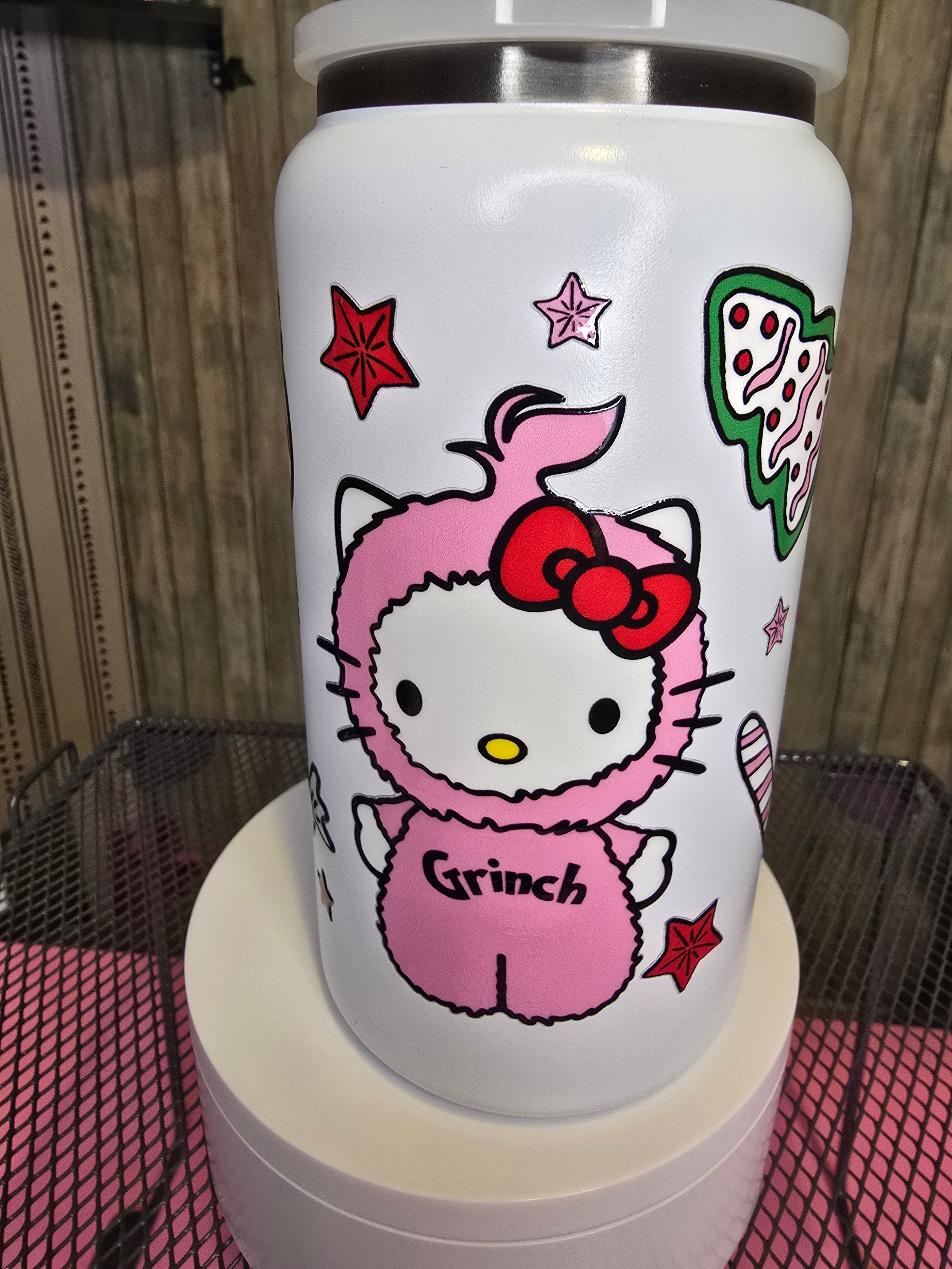 White kitty stainless steel cup