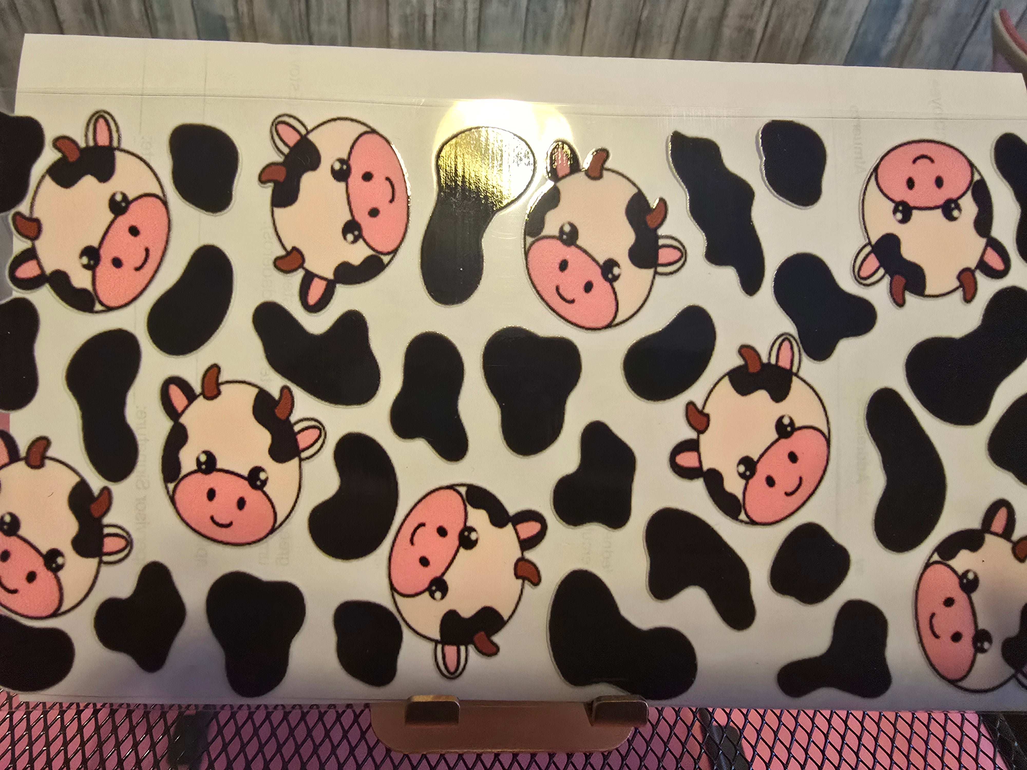 Black and white cow head UVDTF wrap