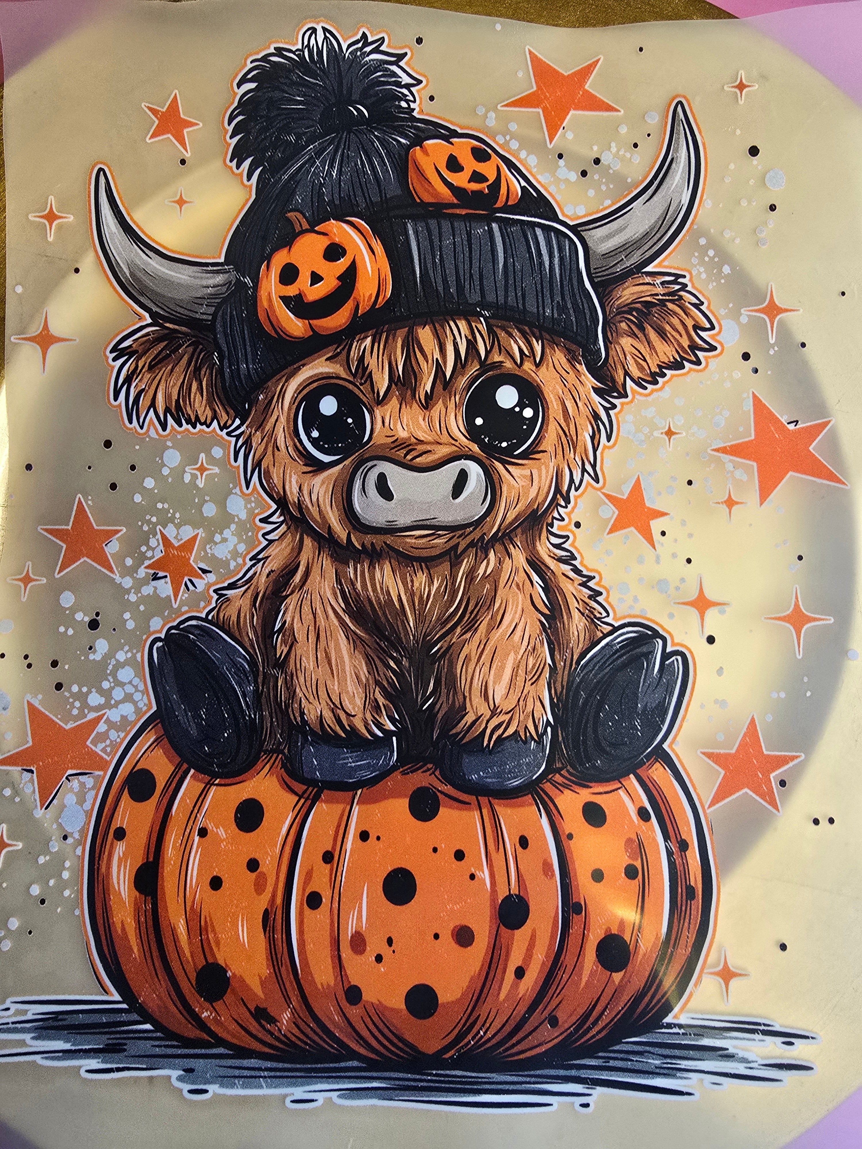Cow in pumpkin DTF transfer
