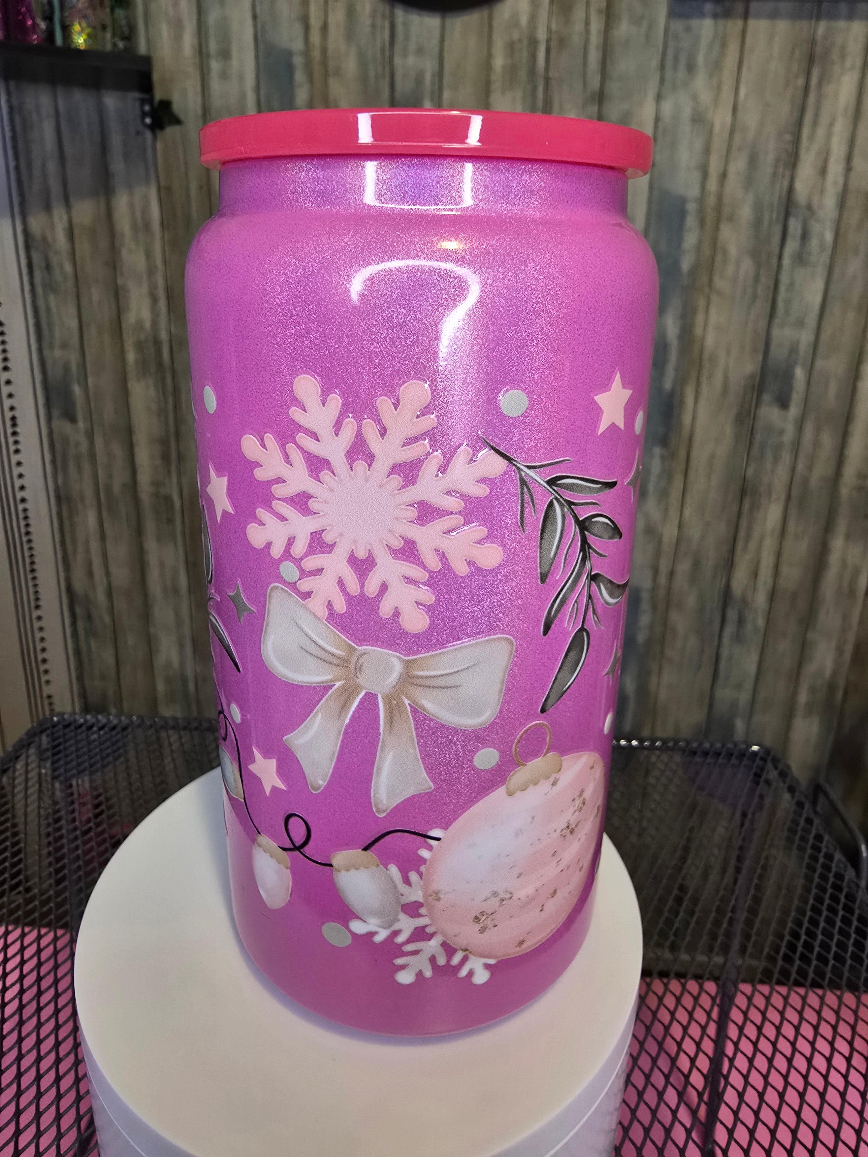 Pink shimmer stainless steel cup
